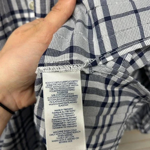 Chaps Navy and White Checkered Shirt - Picture 3 of 6